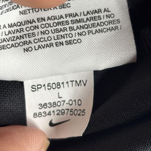 Nike Golf Polo Shirt Mens Large Black Pique Dri-FIT Blue Tree Logo 363807-010 - Picture 7 of 10